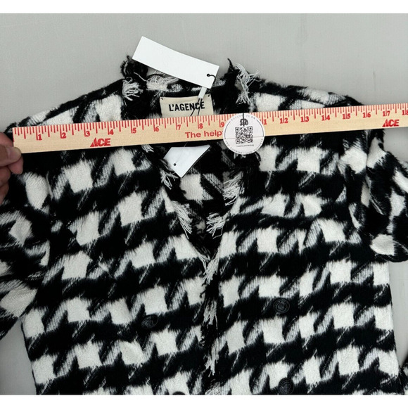 L' Agence Houndstooth print trench coat jacket black & white Sz. 8 New with tags - Picture 11 of 15